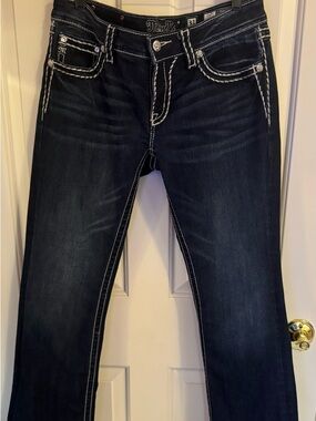 Miss Me Women's Dark Wash Straight Bootcut Jeans - Navy Blue - Size 31